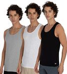 DAMENSCH Men's NEO-SKIN Anti-Microbial Slub Vest- Anti-odor-Bamboo Rayon Fabric- Round Neck- Pack of 3- Bright White, Natural Black, Crisp Grey- X-Large