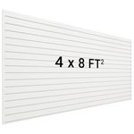 Neoaider Slatwall Panel 8 FT x 4 FT, Interlocking Slat Wall Paneling, Wall Mounted PVC Panels, Suitable for Garage Storage, Slatwall Board, Shelves - White