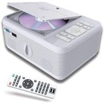 RCA Projector with Built-in Bluetooth & DVD Player - Movie Portable Projector, 1080P Supported for HD, Video & Screens - Silver