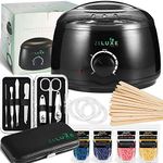 Waxing Kit For Women - Wax Warmer - Home Waxing Kit For Hair Removal - Manicure Set Included for Perfect Salon Hair Removal Results for Women & Men (UK Power Adaptor)