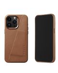 Mujjo Leather Wallet Case for iPhone 15 Pro Max - Premium European Leather Case with Card Pocket, Phone & Camera Lens Protection, MagSafe Compatible - iPhone 15 Pro Max Card Wallet Case (Dark Tan)