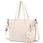 Makukke Corduroy Totes Bag Women - Shoulder Hobo Bag Handbags Crossbody Bag Big Capacity Shopping Purses,Beige Tote Bag