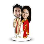 Foto Factory Gifts® CA0121 Wooden Comic Personalized Traditional Hindu Wedding Couple Caricature (8 Inch, X 5 Inch, Multicolour, Wall Mount)