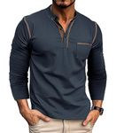 Ophestin Men's Henley Shirts Long Sleeve T Shirt Casual Fashion Shirt Buttons Tee Top Blue M