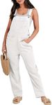 ANRABESS Womens Jean Overalls Loose Fit Adjustable Strap Denim Jumpsuits Rompers Bib Overall Fall Fashion Work Outfits White XX-Large