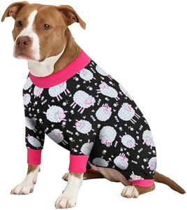LovinPet 3XL Dog Pajamas - Anxiety Calming Dog Jumpsuit, Lightweight Onesie, Black Sheep Print, Large Dog Pjs, Long Sleeve Pullover for Dogs /3XL