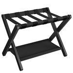 SONGMICS Luggage Rack, Bamboo Luggage Rack for Guest Room, Folding Suitcase Stand, for Hotel, Bedroom, Heavy-Duty, Holds up to 131 lb, Classic Black URLR007B01