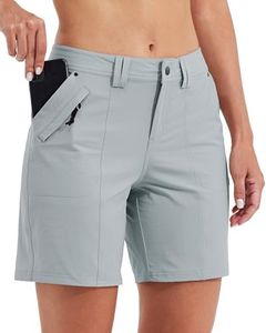 Willit Women's Golf Hiking Shorts 7" Quick Dry Athletic Shorts Casual Summer Shorts with Pockets Water Resistant Gray 14