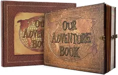 JIMBON Our Adventure Book 180 Pages Scrapbook Photo Album,Retro Style Embossed Letter Leather Cover Travel Diary Journal Scrap Book For Couples,Memory Book For Anniversary Wedding,Valentines Day Gifts