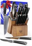 DALSTRONG Vanquish Series-24pc Stainless Steel Knife Set with Block and Kitchen Scissors-Forged High Carbon German Steel-Gift Knife Set w/POM Black Handle-NSF Certified