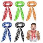 5 Pieces Cooling Neck Wraps, Ice Cooling Scarf Water Soaking Wraps for Neck Bandana Wrap Headband for Women Men, Cooling Headband for Hiking Camping Outdoor Hot Summer Indoor Outdoor