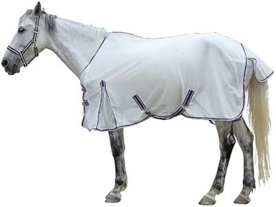LEAFOREST Horse Fly Sheets for Horses - Breathable Mesh High Airflow Summer Standard Neck UV Protection Sheet White, 84IN