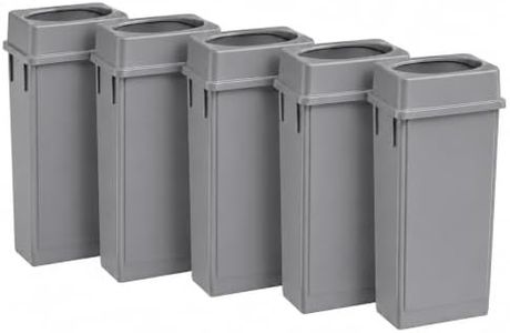 23 Gallon Slim Jim Rectangular Gray Trash Can with Swing Lid | 5 PACK