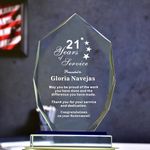 Personalized 9” Glass Plaque, Engraved with Names, Appreciation Messages and Company Logo, Completely Customized Gift Plaque, Award Trophy for Retirement Employee, Manager, Boss.