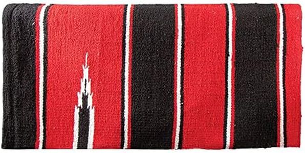 Dura-Tech Western Navajo Saddle Blanket for Horses 32x34 | Color Red/Black | Vibrant Navajo Design | Ideal Over Protective Pad | Lightweight | Low Bulk | Machine Washable