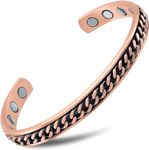 MagnetRX® Copper Magnetic Bracelets – Effective Pure Copper Bracelet for Men and Women – Copper Cuff Adjustable Magnetic Bracelet Bangles (Curb Chain Inlay)