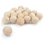 Belle Vous 5cm/2 inch Unfinished Round Wooden Craft Balls (20 Pack) - 50mm in Diameter - Natural Mini Wood Balls Without Holes - for DIY Projects, Crafts, Art Supplies and Jewellery Making
