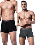 DAMENSCH Men Deo-Soft Supima Modal Trunks-Pack of 2-Blayze Grey, Wayn Black-Medium