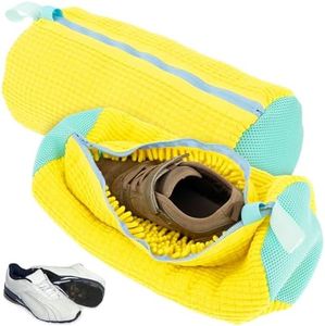 2PCS Shoe Cleaning Bag, Portable Reusable Shoe Bag for Washing Machine, Shoes Laundry Bag with Zipper, Sneaker Washing Bag, Shoe Cleaning Bag for All Shoe Types And Sizes (Yellow)