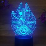 Xdorra Millennium Falcon 3D lamp- Color Changing 3D Optical Illusion Night Night- r2d2 3D Arts Decor-Room Decoration Amazing Visual Star Wars Gifts (Millennium Falcon)