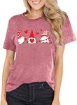 MEESHEEP Valentines Day Shirt Womens Valentine Gnomes Hearts Tshirts Cute Valentine Gift Tee Tops