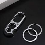 FAVHOME Alloy +ABS Durable Key Chain With Bottle Opener With Stainless Steel Key Rings And Buckle Hook Type KeyChain Pack Of 2 Pcs