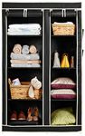 Amazon Brand - Solimo 2-Door Foldable Wardrobe,8 Racks,Black,Plastic