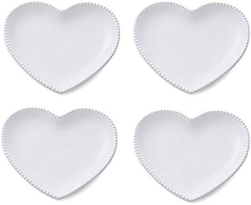 CHOOLD Elegant Ceramic Heart Shaped Salad Plate/Dessert Plate for Home Kitchen Party Xmas-7 Inch-Set of 4