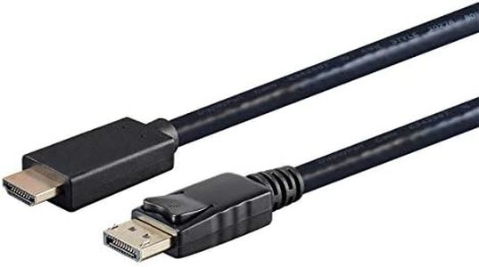 Monoprice DisplayPort 1.1 to HDTV Cable, 4K@24Hz, 1080p@60Hz, 48-bit Deep Color, Gold Plated Connectors, 6 Feet, Black