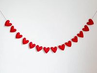 Peach Cuddle Velvet Fabric Red Heart Bunting For Kids Room,Valentine'S Day Decoration(Pack Of 1,12 Hearts,Red)Bed Room Décor,Kids Room Decoration,Heart Bunting,Anniversary Decor,99 Centimeters