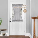 HOMEIDEAS Non-See-Through French Door Curtains for Front Door, Privacy Semi Sheer Door Window Curtains, Rod Pocket Light Filtering Door Covering with Tieback, (1 Panel, Light Grey, 54W X 40L)