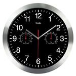 Metal Quartz Wall Clock,12 Inch Modern Silent Non-ticking Wall Clocks with Thermometer Measures Temperature Humidity for Kitchen,Living Room Bedrooms Office.