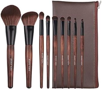 Natural Sable Hair Bamboo Makeup Brush Set Professional with Case by Luxury ENZO KEN, Brown Eye Eyeshadow Brush Set, Contour and Blush Brush Sets, Travel Cosmetic Brushes Set with Bag, Blending Complete Brushes & Kits