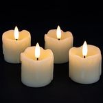 Rhytsing Ivory Flameless Votive Candles with Timer, Real Wax, Led Faux Battery Operated Tealight Candles for Christmas Wreath - D 5cm -Set of 4