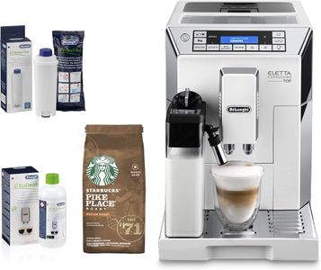 De'Longhi Eletta Cappuccino Bean to Cup Coffee Machine Bundle + 6x200g Starbucks Pike Place Whole Beans