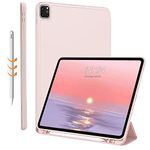 FSCOVER Case for iPad Pro 12.9 Inch 2022/2021/2020/2018(6th/5th/4th/3rd Generation), Tri-fold Stand Soft Cover with Pencil Holder, Auto Wake/Sleep, Pencil 2nd Charging, Pink