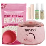 TRINIDa Waxing Kit, Unique Design Wax Machine, Professional Wax Kit with Easy-to-Clean Silicone Wax Pot, Wax Heater with Full Waxing Kit (Pink-Milk)