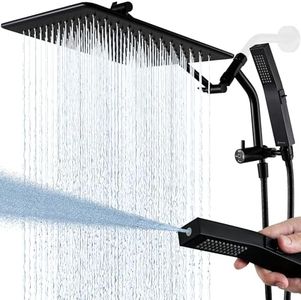 G-Promise 12 Inch All Metal Rain Shower Head with Handheld (Matte Black)