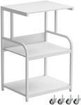 EasyCom Printer Stand- Large 3 Tier Printer Table with Wheels- Industrial Printer Storage Cart- Rolling Printer Cart with Storage Shelf for Printer Scanner Fax Home Office Use- White