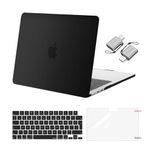 MOSISO Compatible with MacBook Air 13 inch Case 2024 2023 2022 M3 A3113 M2 A2681,Plastic Hard Shell for MacBook Air Case M2 M3 13.6 inch with Keyboard Cover&Screen Film&Type C Adapter, Black