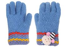 FabSeasons Girl's Acrylic Woollen Winter Gloves (Blue, 2-5 Years)