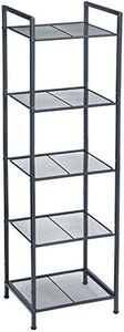 Songmics 5-Tier Bathroom Storage Rack with Adjustable Shelf, Black