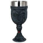 Medieval Double Dragon Goblet - Dungeons and Dragons Wine Chalice - 6.3oz Stainless Steel Cup Drinking Vessel - Ideal Novelty Gothic Gift Party Idea