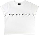 Friends Text Logo Girls Cropped T-Shirt White 10-11 Years | Ages 7-16, Girls Fashion Clothes, Crop Top, Tween & Teen Sizes, Daughter Birthday Gift Idea