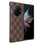 ELICA Leather Crystal Clear Solid Leather Texture Hard PC Case for Tecno Phantom V Fold 5G (Brown)