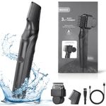 AOGOE Body Hair Trimmer Men, Electric Groin Hair Trimmer, IPX5 Waterproof Wet and Dry Body Shavers,Rechargeable Body Groomer for Private Part & Pubic Hair, Electirc Razor for Men with Attachment Comb