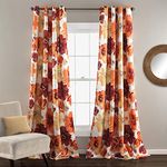 Lush Decor Leah Floral Insulated Grommet, 52" W x 84" L, Red & Orange