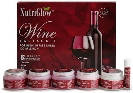 NutriGlow Wine Facial Kit 6-Pieces Skin Care Set with Deep Cleanser, Exfoliating Scrub, Nourishing Gel, Whitening Cream, Mask Pack And Face Serum for Anti Aging Skin Care Kit For Women(250gm+10ml)