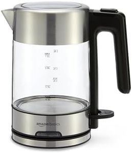 Amazon Basics Glass Carafe Electric Hot Water Kettle, 1.1 Quarts (1.0L), 1500W, BPA-Free, Glass and Steel