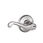 Schlage F51A FLA 625 Flair Keyed Entry Lever, Bright Chrome